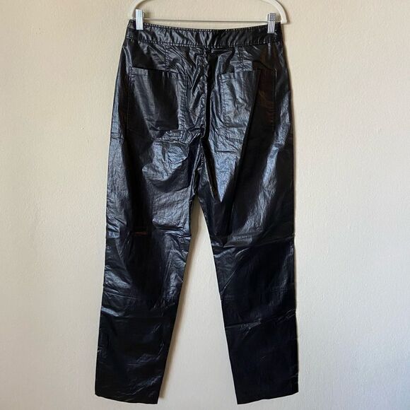 Isabel Marant Anea Coated Cotton Black Pants Trousers Straight Leg Size M - Picture 14 of 16